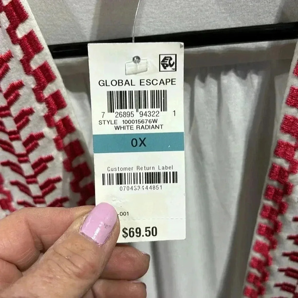 Style & Co. Global Escape Kimono, embroidered trim, tassel, 3/4  sleeve - Picture 10 of 12